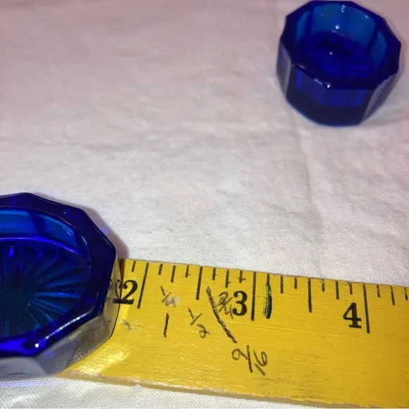 Set of Two Vintage Cobalt Blue Glass Salt Cellars Dishes - Picture 6 of 6